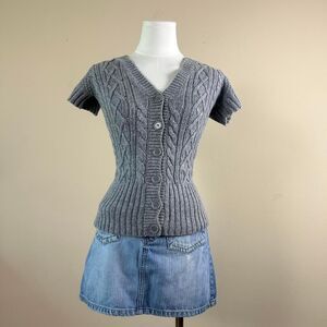 Take Out Y2K Coquette Office Siren Horror Game Protaganist Grey Sweater Top